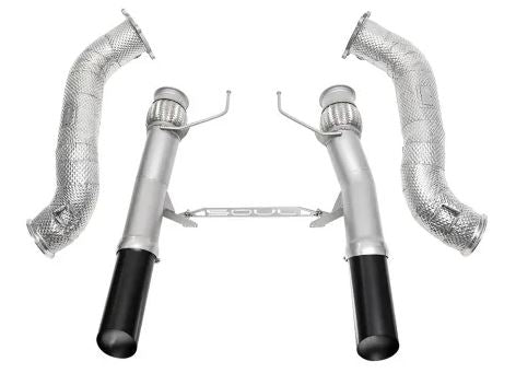 McLaren 720S 3.5" Competition Exhaust Package - Slash Cut Black Ceramic Tips - SOUL Performance