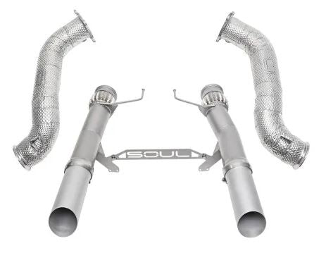 McLaren 720S 3.5" Competition Exhaust Package - Straight Cut Silver Ceramic Tips - SOUL Performance