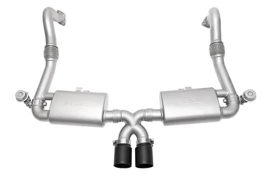 Porsche 718 Cayman / Boxster Valved Exhaust System - Slash Cut Single Wall Tips (Satin Black) - SOUL Performance