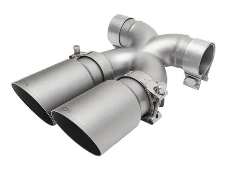 Porsche 981 Cayman / Boxster Performance Exhaust System - Slash Cut Single Wall Tips (Brushed Finish) - SOUL Performance