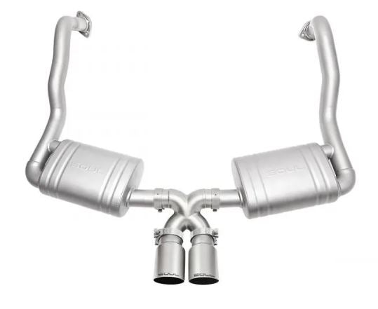 Porsche 981 GT4 / Spyder Performance Exhaust System - Straight Cut Single Wall Tips (Brushed Finish) - SOUL Performance