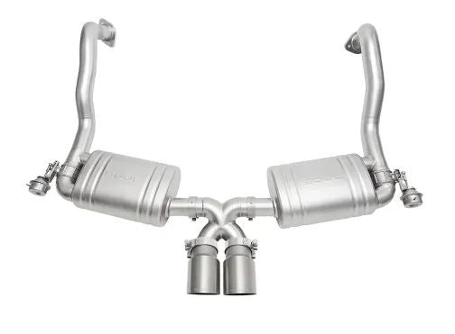 Porsche 981 GT4 / Spyder Valved Exhaust System - Slash Cut Single Wall Tips (Brushed Finish) - SOUL Performance
