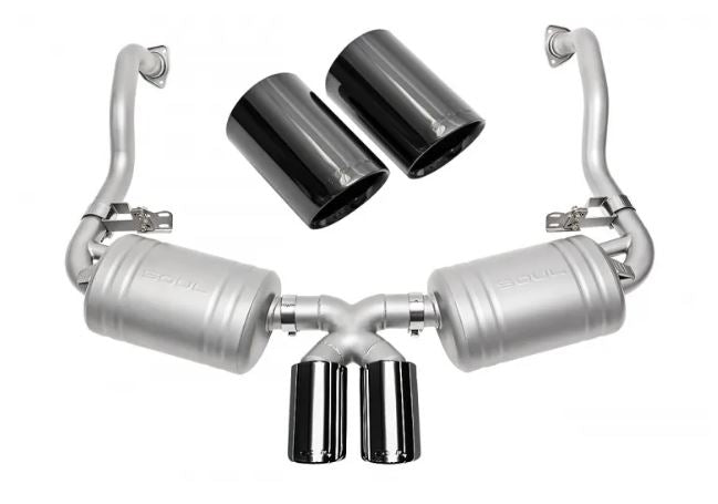 Porsche 987.1 Cayman / Boxster Performance Exhaust System - Black Chrome Tips - SOUL Performance