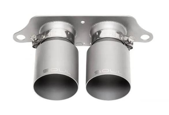 Porsche 992 GT3 Valved Exhaust System - 4" Straight Cut Single Wall Tips (Signature Satin) - SOUL Performance