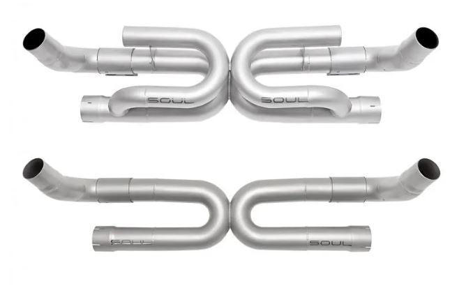 Porsche 991.2 Carrera (without PSE) Performance Exhaust System (with Anti-Drone Tubes) - S Model - with Carbon Fiber Tips - SOUL Performance