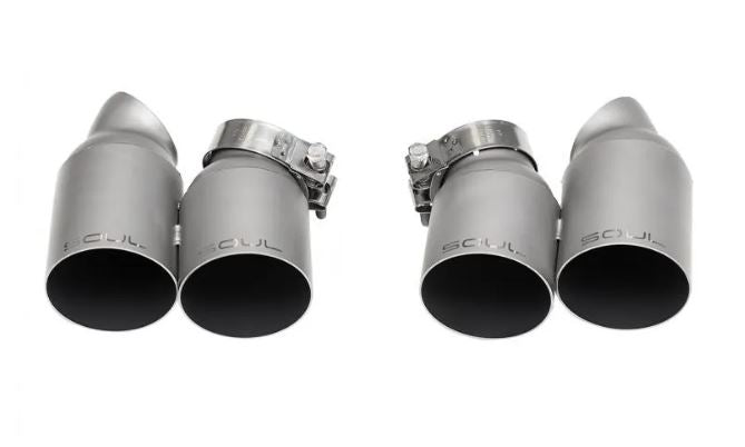 Porsche 991.1 / 991.2 Turbo Bolt On Exhaust Tips - Straight Cut Single Wall (Signature Satin) - SOUL Performance