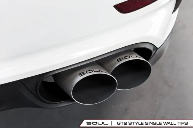 Porsche 991.1 / 991.2 Turbo Competition X-Pipe Exhaust System (includes Cat Bypass Pipes) - GT2 Style Single Wall Tips (Signature Satin) - SOUL Performance