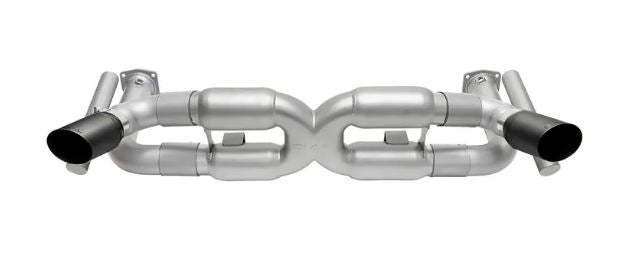 Porsche 997.1 Turbo Competition X-Pipe Exhaust System (includes Cat Bypass Pipes) - GT2 Style Single Wall Tips (Satin Black Finish) - SOUL Performance