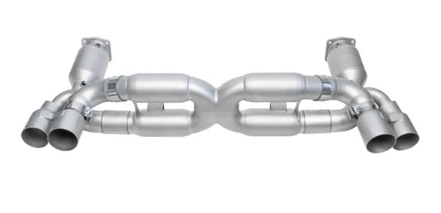 Porsche 997.1 Turbo Sport X-Pipe Exhaust System (includes Sport Catalytic Converters) - GT2 Style Single Wall Tips (Signature Satin) - SOUL Performance