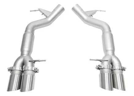 BMW F06 / F12 / F13 M6 Resonated Muffler Bypass Exhaust - 3.5" Slash Cut Single Wall Tips - (Brushed) - SOUL Performance