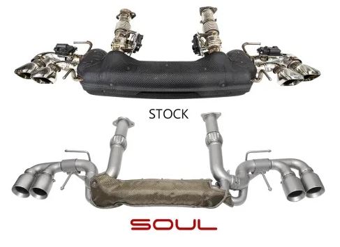 Chevrolet C8 Corvette Non-NPP Valved Exhaust System - 4" Dual Wall Slash Cut Tips - Brushed - SOUL Performance