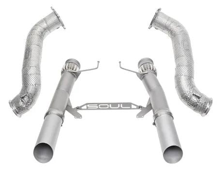 McLaren 720S 3.5" Competition Exhaust Package - Slash Cut Silver Ceramic Tips - SOUL Performance