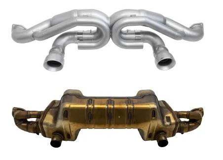 Porsche 718 GT4 RS Race Exhaust Package (Resonated) - Jet-Hot Matte Black Straight Cut Tips - SOUL Performance