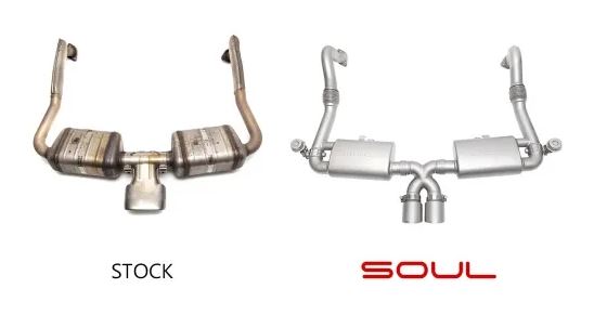 Porsche 718 Cayman / Boxster Street Package - (Valved) - "Long" Black Chrome Tips - SOUL Performance