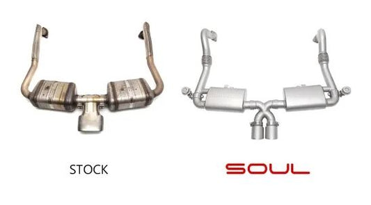 Porsche 718 Cayman / Boxster Street Package - (Valved) - "Long" Black Chrome Tips - SOUL Performance