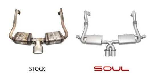 Porsche 718 Cayman / Boxster Valved Exhaust System - Slash Cut Single Wall Tips  (Signature Satin) - SOUL Performance