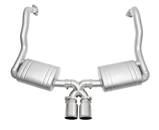 Porsche 981 GT4 / Spyder Performance Exhaust System - Straight Cut Single Wall Tips  (Brushed Finish) - SOUL Performance