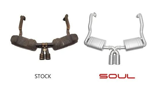 Porsche 981 Cayman / Boxster Performance Exhaust System - Straight Cut Single Wall Tips  (Brushed Finish) - SOUL Performance