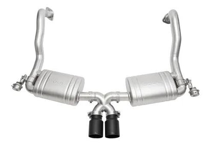 Porsche 981 Cayman / Boxster Valved Exhaust System - Slash Cut Single Wall Tips  (Satin Black) - SOUL Performance