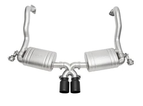 Porsche 981 GT4 / Spyder Valved Exhaust System - Slash Cut Single Wall Tips  (Satin Black) - SOUL Performance