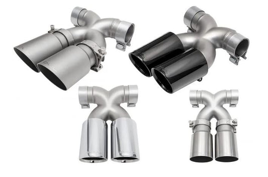 Porsche 987.1 Cayman / Boxster Bolt-On X-Pipe With Tips - "Long" Straight Cut Single Wall Tips  (Brushed Finish) - SOUL Performance