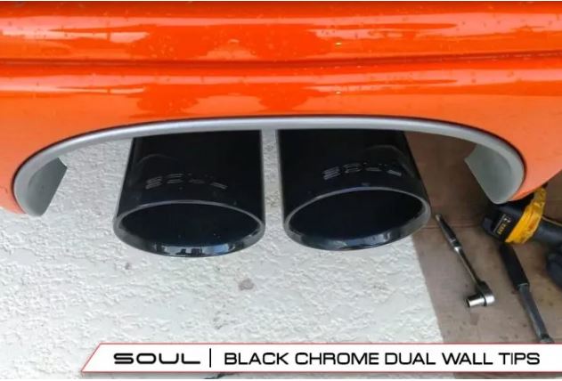 Porsche 987.1 Cayman / Boxster Bolt-On X-Pipe With Tips - "Long" Slash Cut Single Wall Tips  (Satin Black) - SOUL Performance