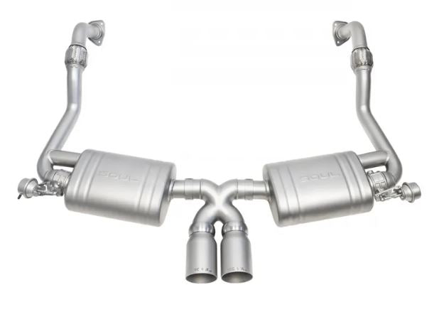 Porsche 987.2 Cayman / Boxster Valved Exhaust System - Straight Cut Single Wall Tips  (Satin Black) - SOUL Performance