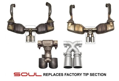 Porsche 987.2 / 981 Cayman / Boxster Bolt-On X-Pipe With Tips - Slash Cut Single Wall Tips - SOUL Performance