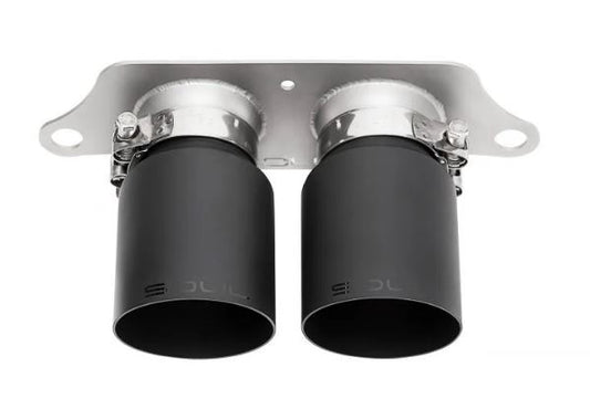 Porsche 991.2 GT3 / GT3 RS Bolt-On Exhaust Tips - 4" Slash Cut Single Wall Tips  (Satin Black) - SOUL Performance