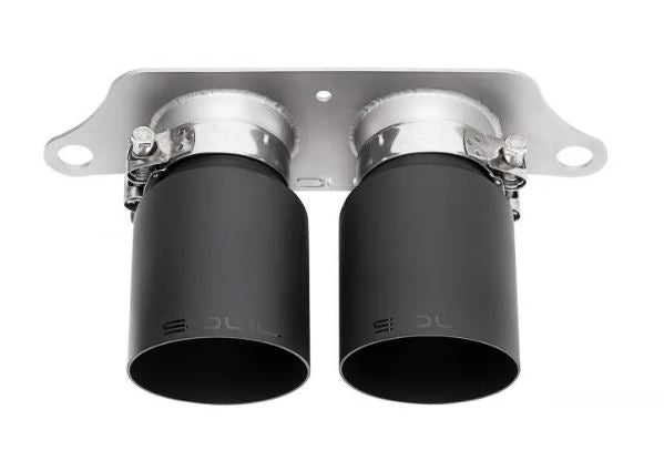 Porsche 992 GT3 Catted Race Exhaust System - 4" Slash Cut Single Wall Tips  (Satin Black) - SOUL Performance