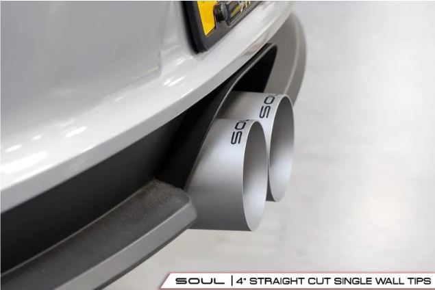Porsche 991.1 GT3 / GT3 RS Bolt-On Exhaust Tips - 4" Straight Cut Single Wall Tips  (Brushed Finish) - SOUL Performance