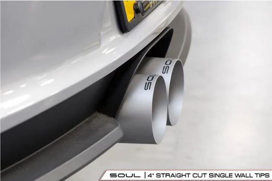 Porsche 991.2 GT3 / GT3 RS Bolt-On Exhaust Tips - 4" Straight Cut Single Wall Tips (Brushed Finish) - SOUL Performance