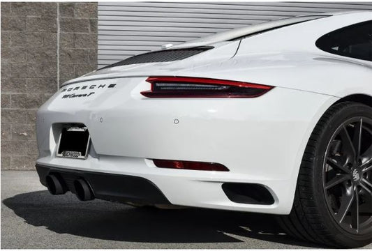 Porsche 991.2 Carrera (with PSE) Bolt On Exhaust Tips - 4" Deluxe Double Wall Tips (Satin Black Coated) - SOUL Performance