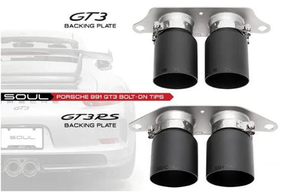 Porsche 991.1 GT3 / GT3 RS Bolt-On Exhaust Tips - 4" Slash Cut Single Wall Tips  (Satin Black) - SOUL Performance