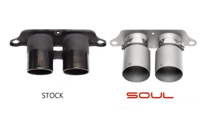 Porsche 991.1 GT3 / GT3 RS Bolt-On Exhaust Tips - 4" Slash Cut Single Wall Tips  (Signature Satin) - SOUL Performance