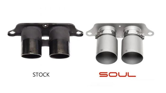 Porsche 991.1 GT3 / GT3 RS Bolt-On Exhaust Tips - 4" Slash Cut Single Wall Tips  (Signature Satin) - SOUL Performance