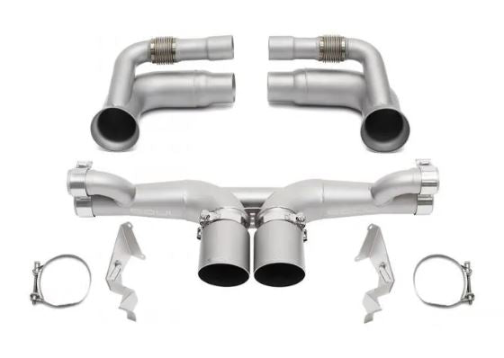Porsche 991.1 / 991.2 GT3 Modular Competition Exhaust Package - Valved - 4" Straight Cut Single Wall Tips  (Satin Black) - SOUL Performance