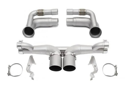Porsche 991.1 / 991.2 GT3 Modular Competition Exhaust Package - Non-Valved - 4" Straight Cut Single Wall Tips  (Signature Satin) - SOUL Performance