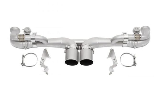 Porsche 991.1 / 991.2 GT3 Modular Competition Exhaust Package - Valved - 4" Slash Cut Single Wall Tips  (Satin Black) - SOUL Performance