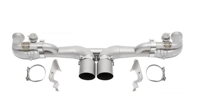 Porsche 991.1 / 991.2 GT3 Modular Competition Exhaust Package - Valved - 4" Slash Cut Single Wall Tips  (Signature Satin) - SOUL Performance