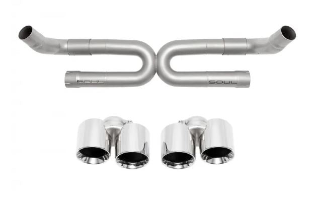 Porsche 991.2 Carrera (without PSE) Performance Exhaust System (without Anti-Drone Tubes) - Base Model - with Polished Chrome Tips - SOUL Performance