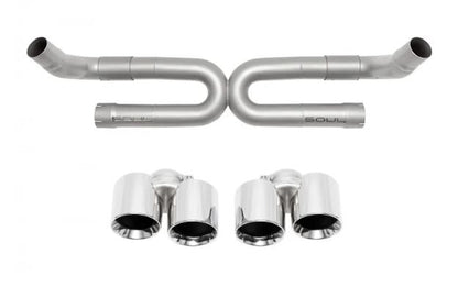 Porsche 991.2 Carrera (without PSE) Performance Exhaust System (without Anti-Drone Tubes) - Base Model - with Polished Chrome Tips - SOUL Performance