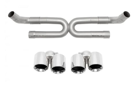 Porsche 991.2 Carrera (without PSE) Performance Exhaust System (without Anti-Drone Tubes) - Base Model - with Polished Chrome Tips - SOUL Performance