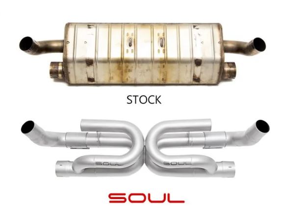 Porsche 991.2 Carrera (without PSE) Performance Exhaust System (with Anti-Drone Tubes) - S Model - with Carbon Fiber Tips - SOUL Performance