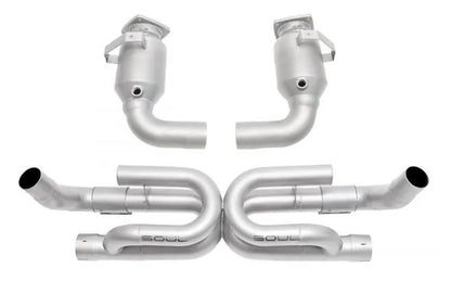 Porsche 991.2 Carrera (without PSE) Street Package - Base - (Performance Exhaust System (with Anti-Drone Tubes) + Sport Catalytic Converters) Polished Chrome Tips - SOUL Performance