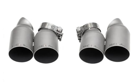 Porsche 991.1 / 991.2 Turbo Bolt On Exhaust Tips -  Straight Cut Single Wall  (Signature Satin) - SOUL Performance