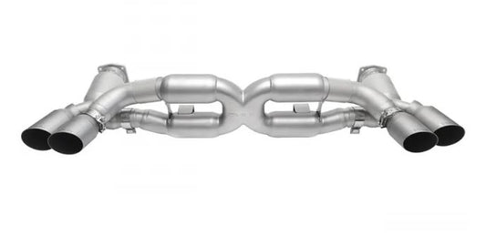 Porsche 991.1 / 991.2 Turbo Sport X-Pipe Exhaust System (includes Sport Catalytic Converters) - GT2 Style Single Wall Tips  (Signature Satin) - SOUL Performance