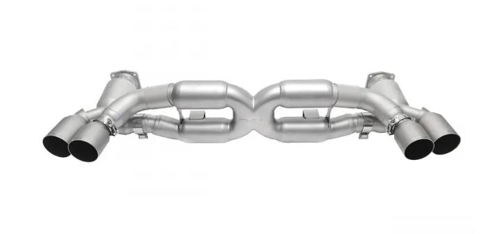 Porsche 991.1 / 991.2 Turbo Sport X-Pipe Exhaust System (includes Sport Catalytic Converters) - Straight Cut Single Wall Tips  (Signature Satin) - SOUL Performance