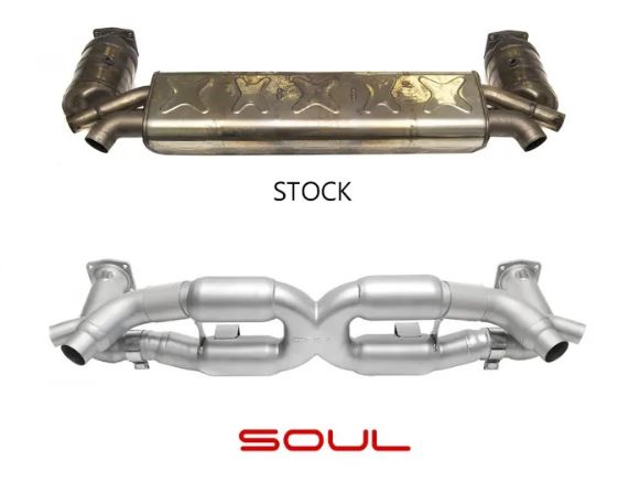 Porsche 991.1 Turbo Competition X-Pipe Exhaust System (includes Cat Bypass Pipes) - Reuse factory tips - SOUL Performance