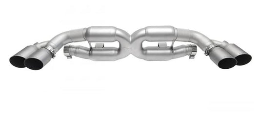 Porsche 991.1 / 991.2 Turbo X-Pipe Exhaust - GT2 Style Single Wall Tips  (Signature Satin) - SOUL Performance